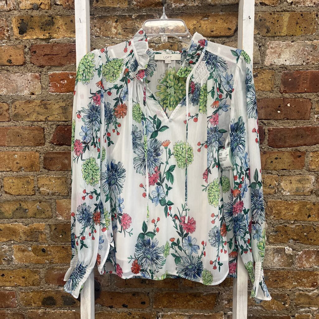 Floral Chiffon Peasant Blouse