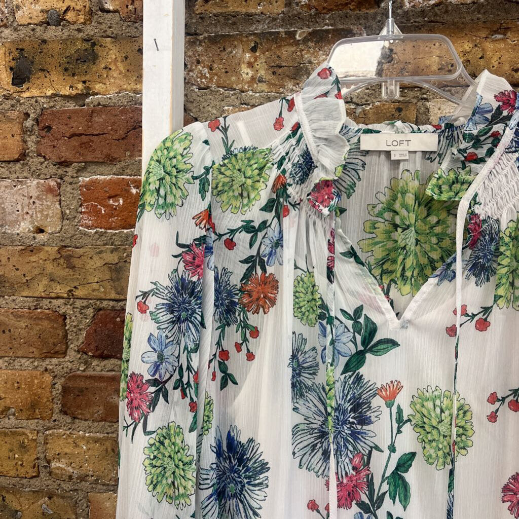 Floral Chiffon Peasant Blouse
