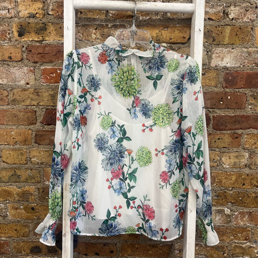 Floral Chiffon Peasant Blouse