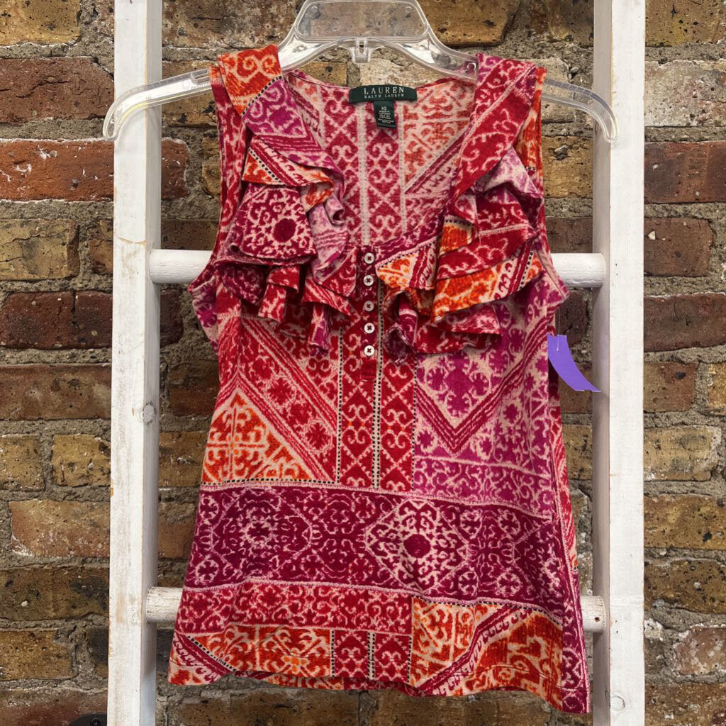 Top Slvls Ruffle Print