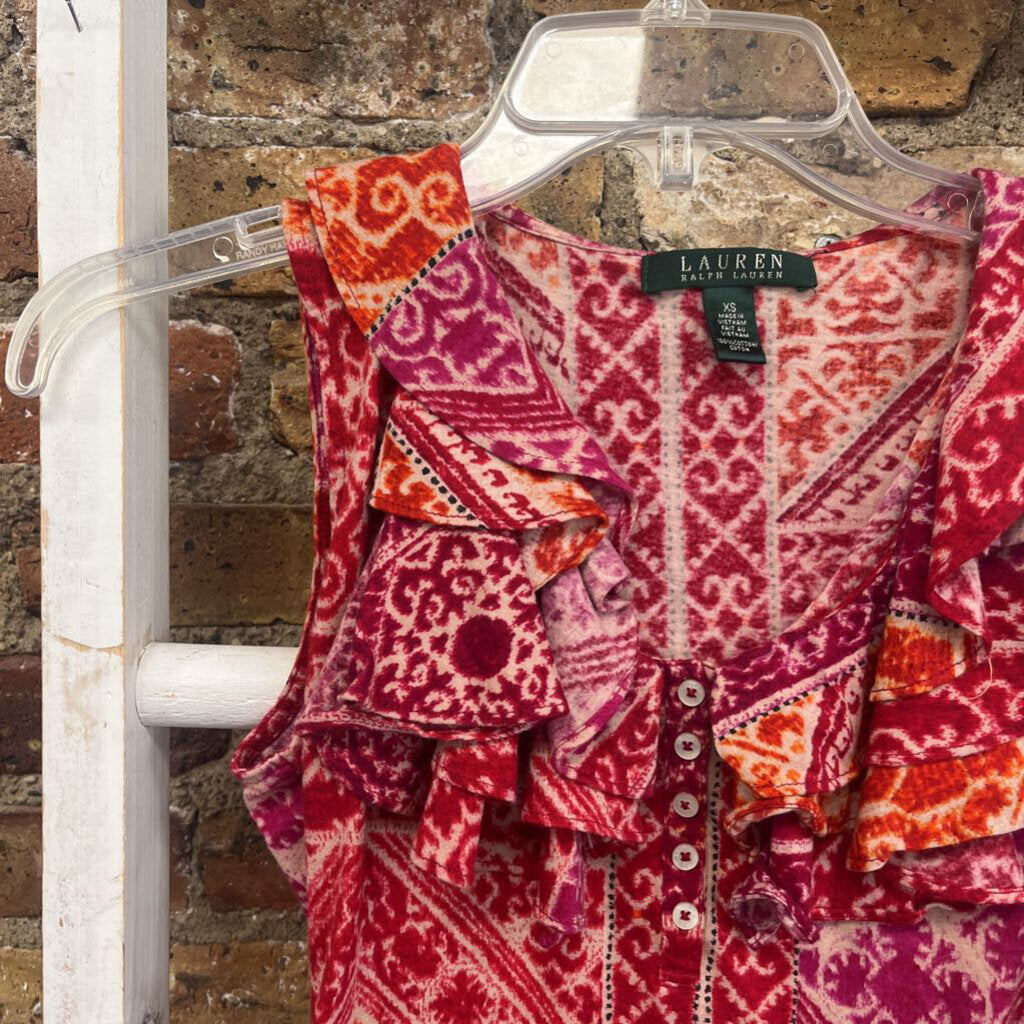 Top Slvls Ruffle Print