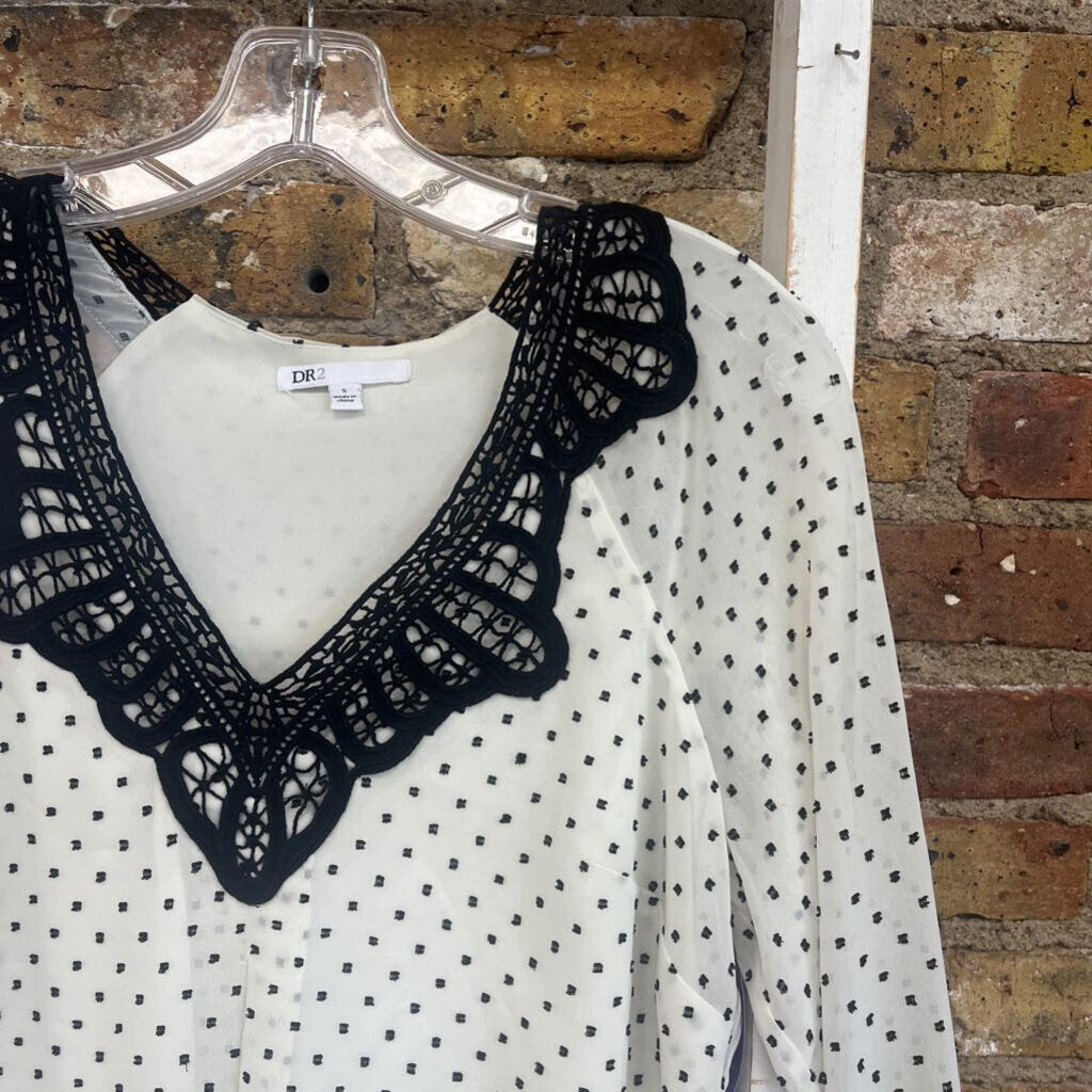 Blouse LS Lace/Print