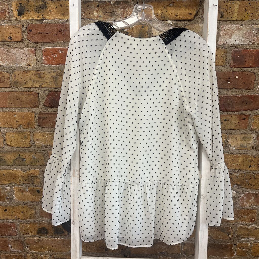 Blouse LS Lace/Print
