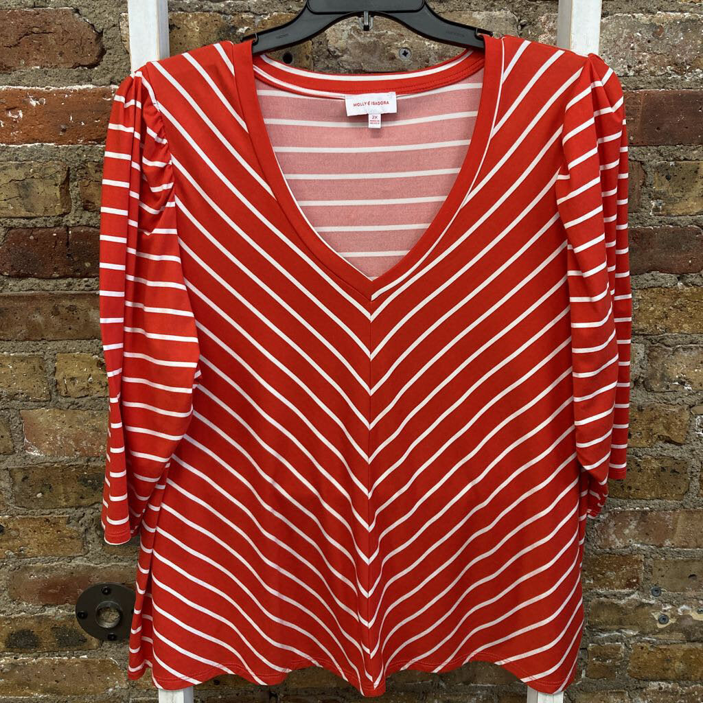 Stripe Vneck Blouse
