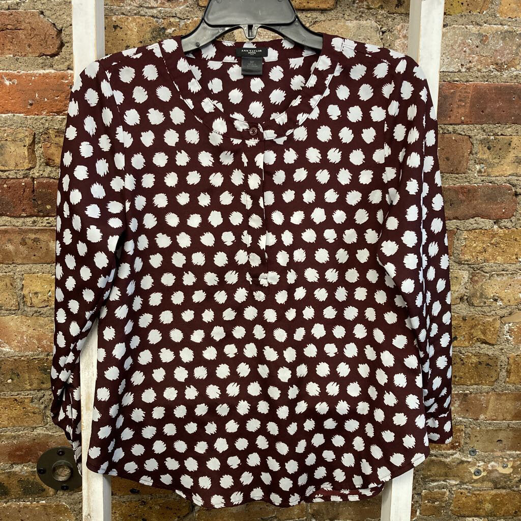 Polka Dot Vneck Blouse