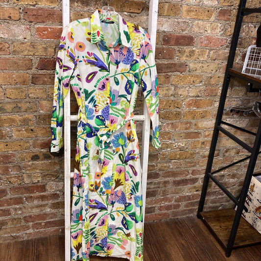 Dress LS Floral Tie
