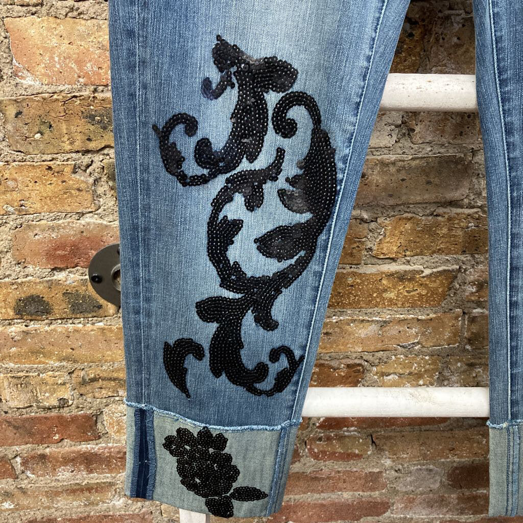 Cuffed Sequin Jeans