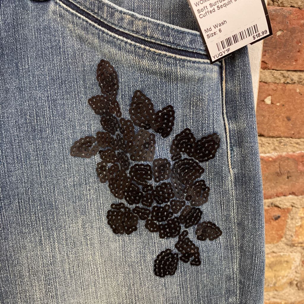 Cuffed Sequin Jeans