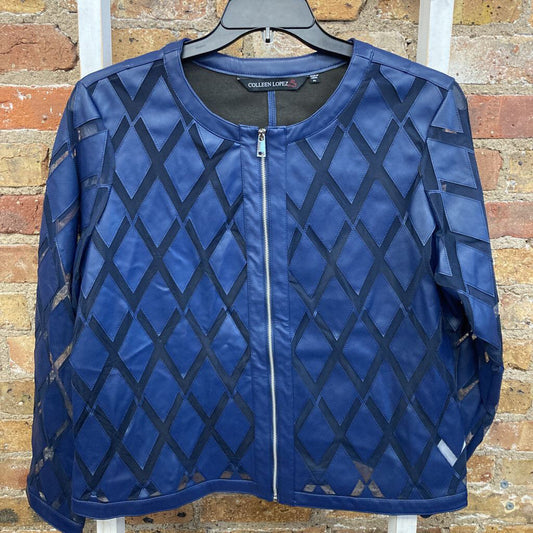 Jacket Zip Up Faux Leather/Mesh