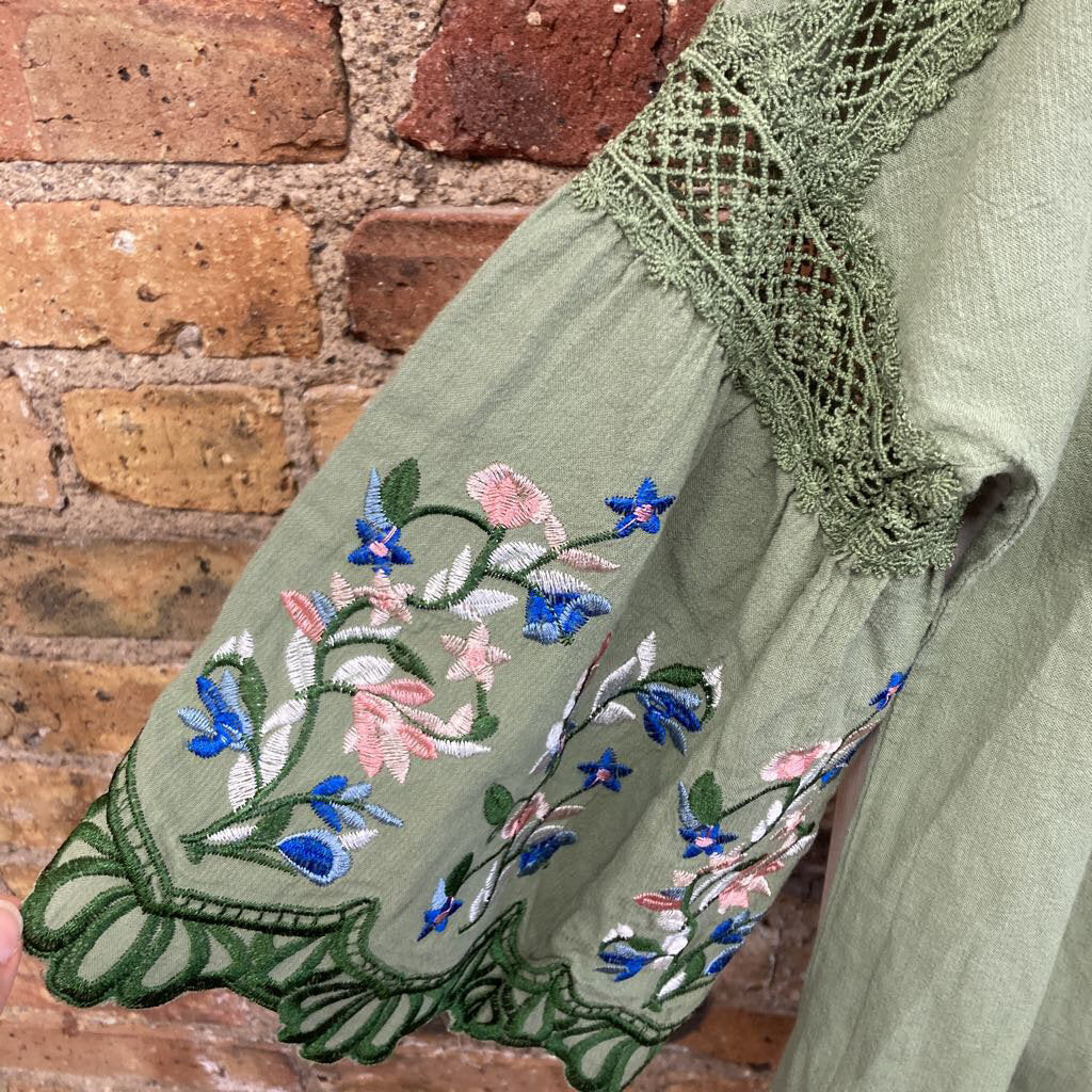Embroidered Bell Sleeve Top