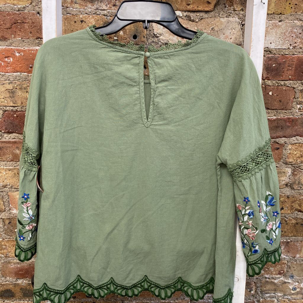 Embroidered Bell Sleeve Top