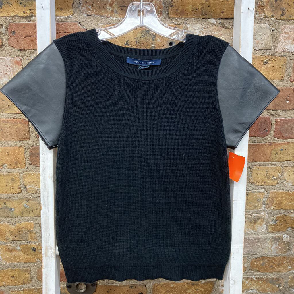 Faux Leather Sleeve Top