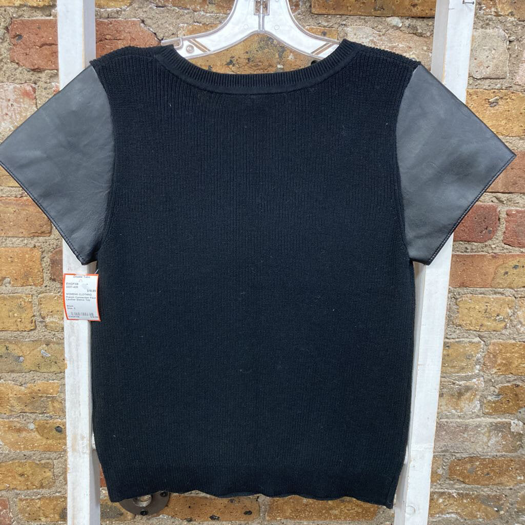 Faux Leather Sleeve Top