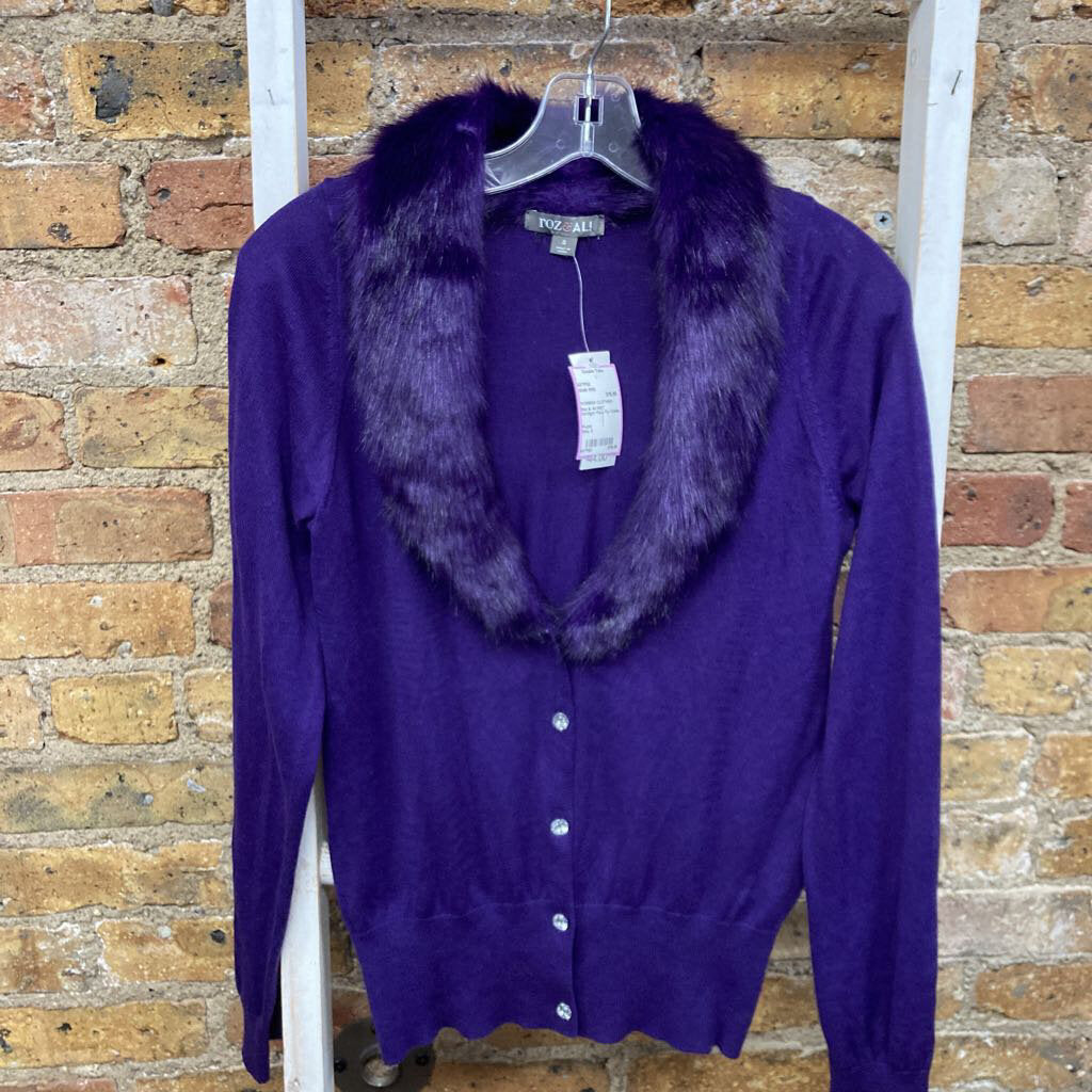 NWT Cardigan Faux Fur Collar