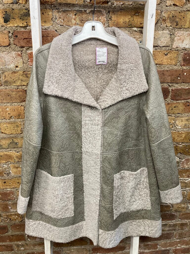 Reversible Embossed Leather Lambs Wool Coat