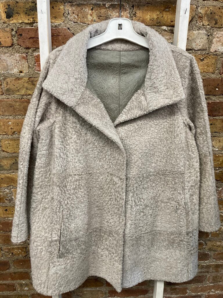 Reversible Embossed Leather Lambs Wool Coat