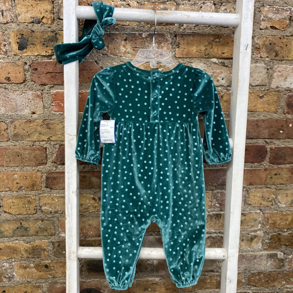 2 pc Romper/Headband Velour