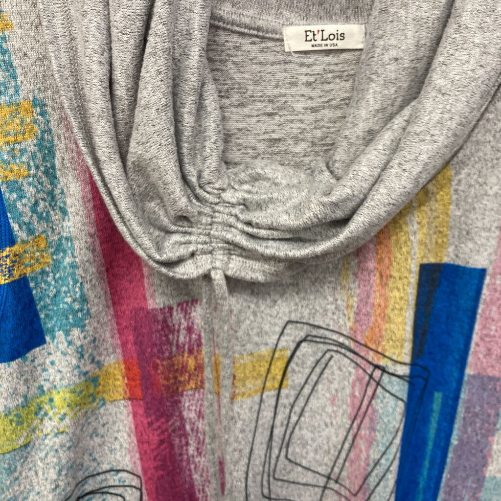 Pullover Print Cowl Neck