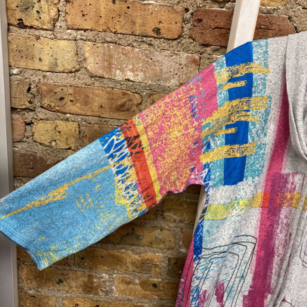 Pullover Print Cowl Neck