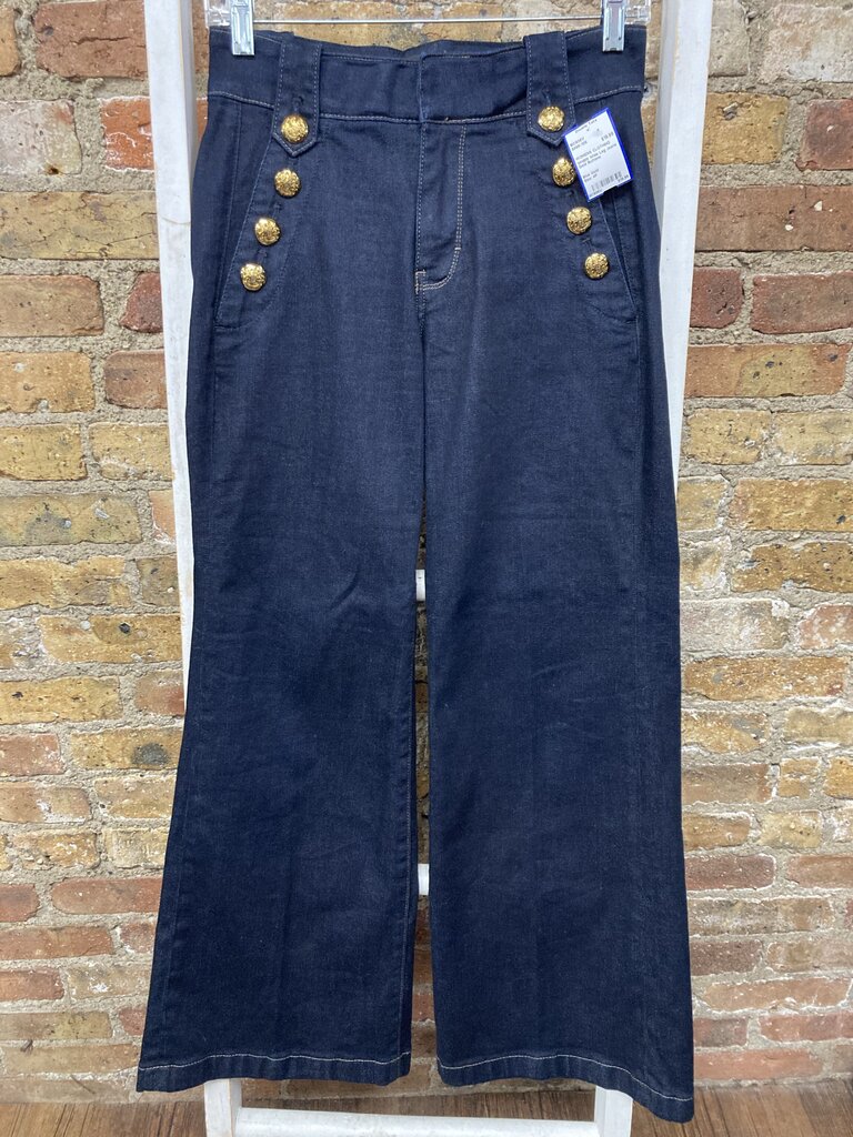 Wide Leg Jeans Gold Buttons