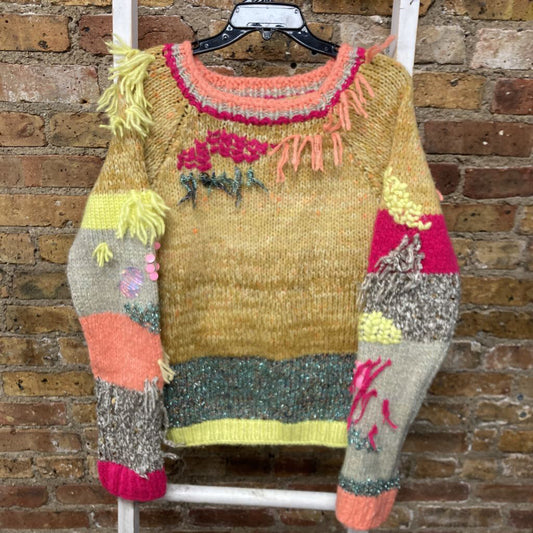 Sweater Fringed Colorblock