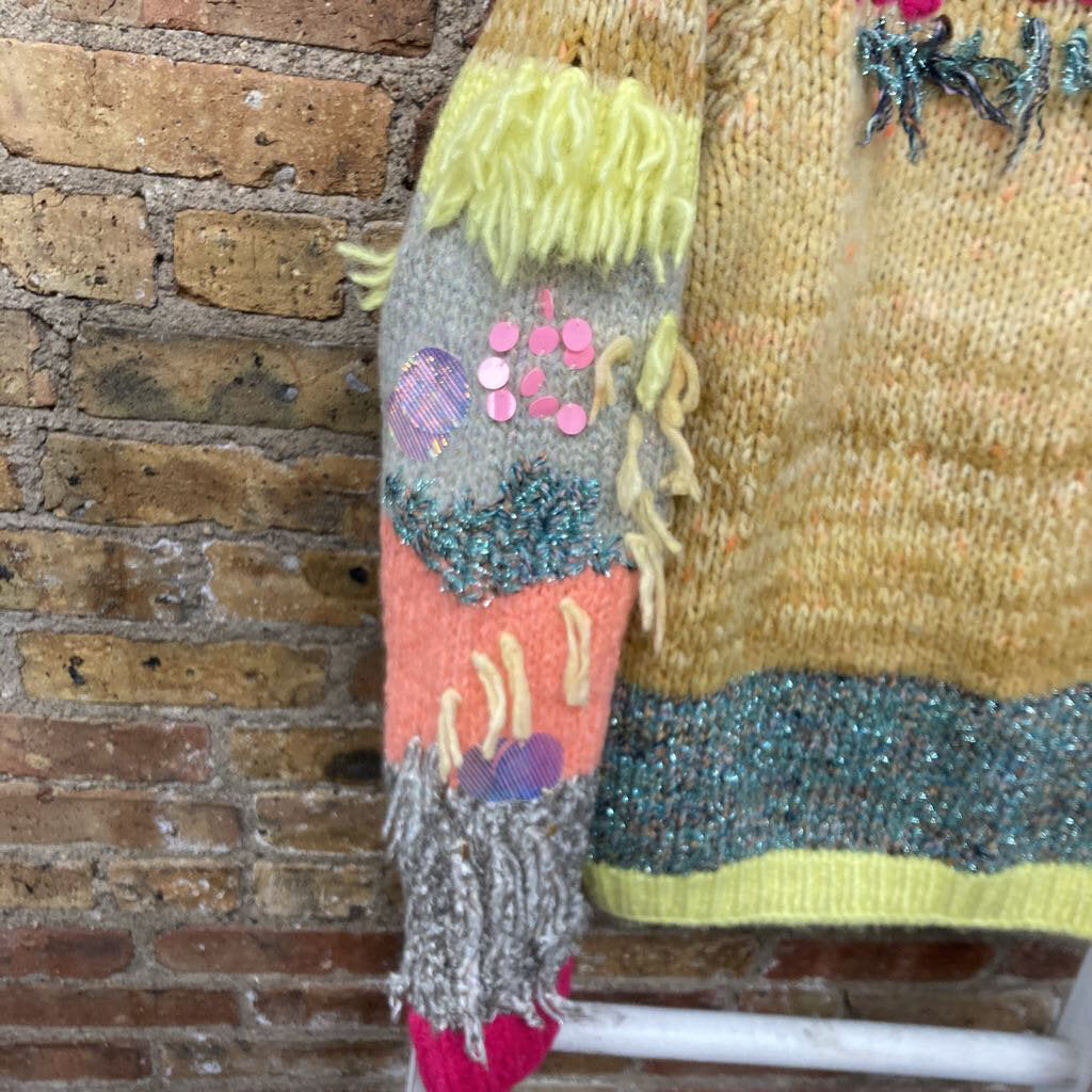 Sweater Fringed Colorblock