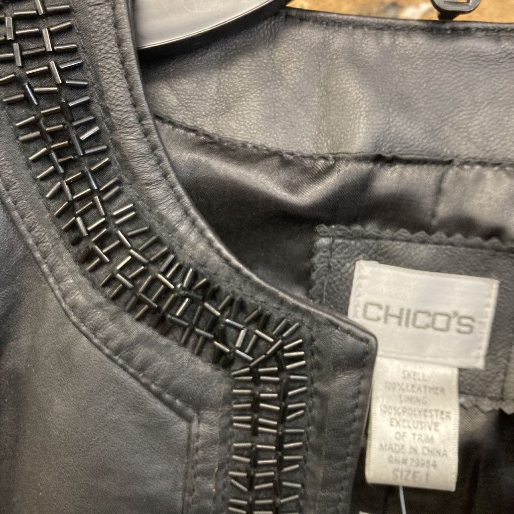 NWT Leather Jacket Bead Detail