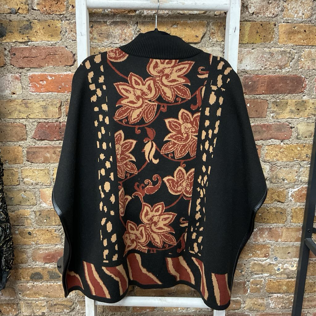 Floral Zip Up Poncho