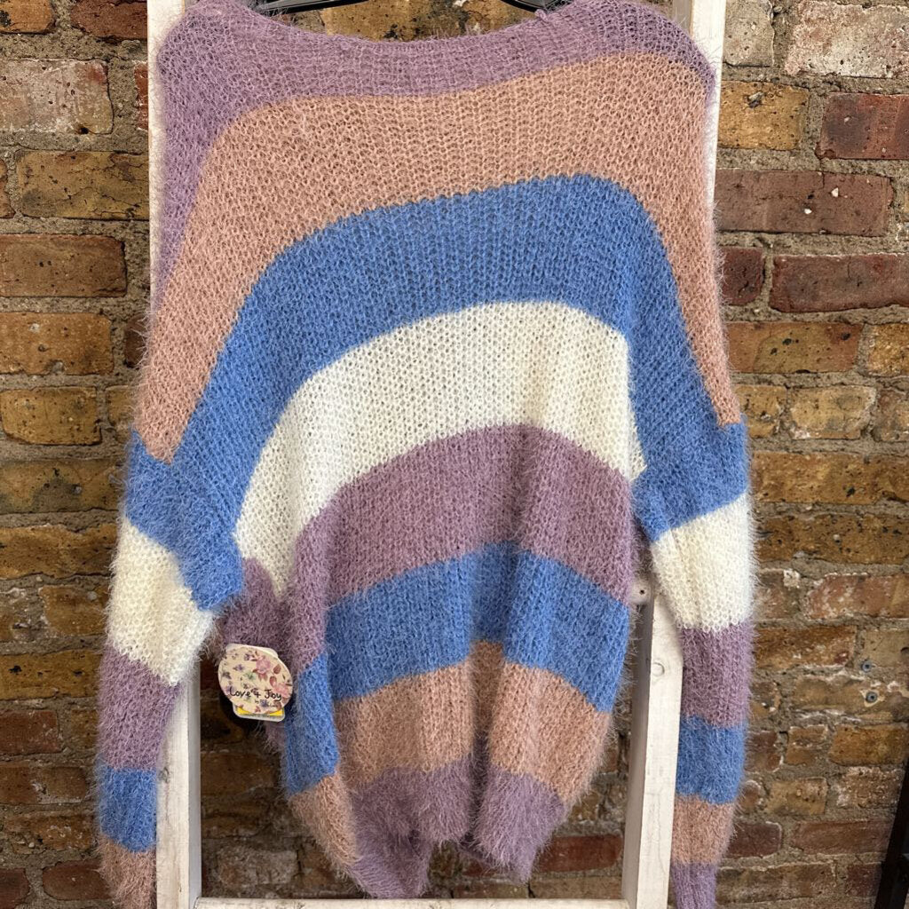 Furry Stripe Twist Sweater