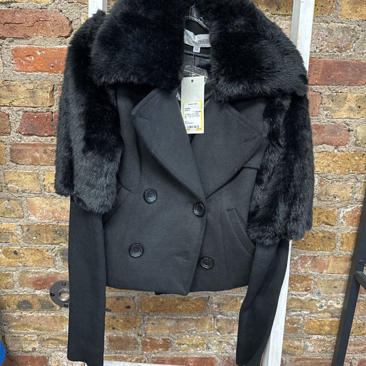 NWT Coat Wool Faux Fur Collar
