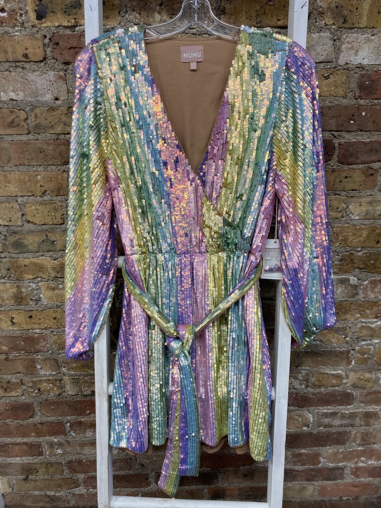 Rainbow Sequin LS Dress