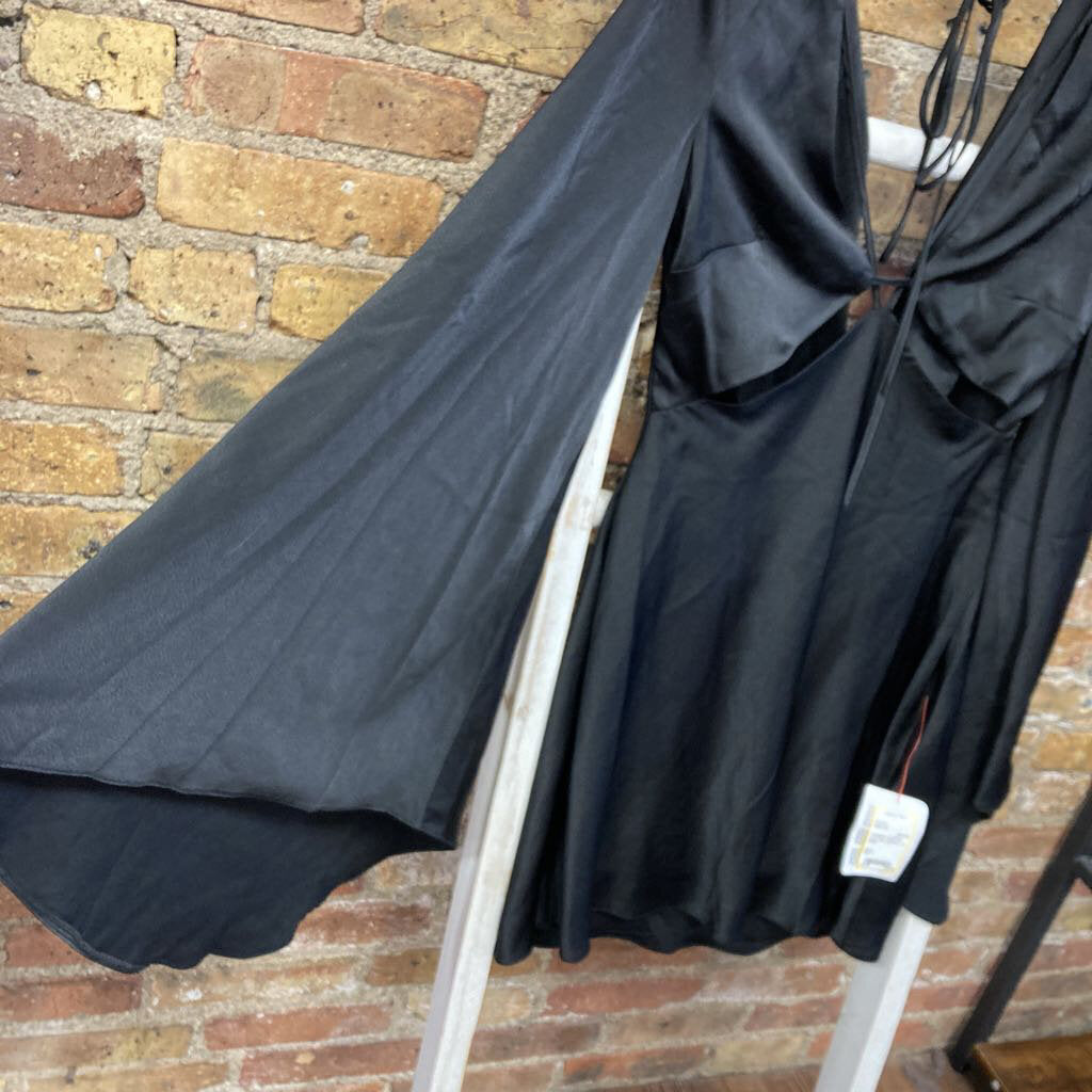 Silky Tie Back LS Dress