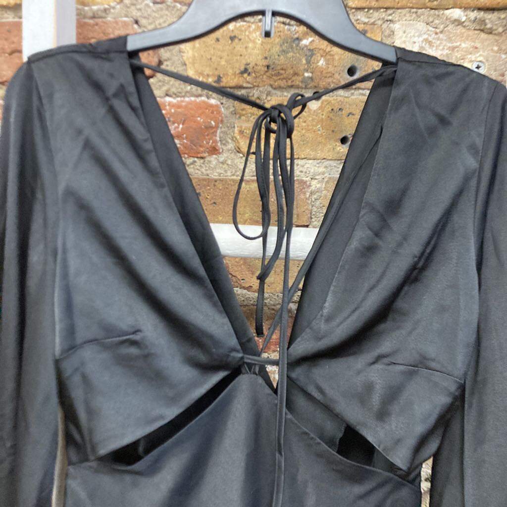 Silky Tie Back LS Dress