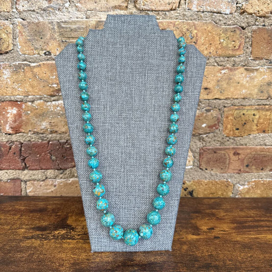 Compressed Turquoise Bead Necklace