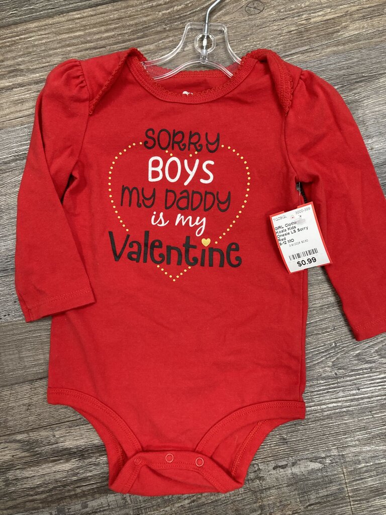 Onesie LS Sorry Boys, Daddy is my Valentine