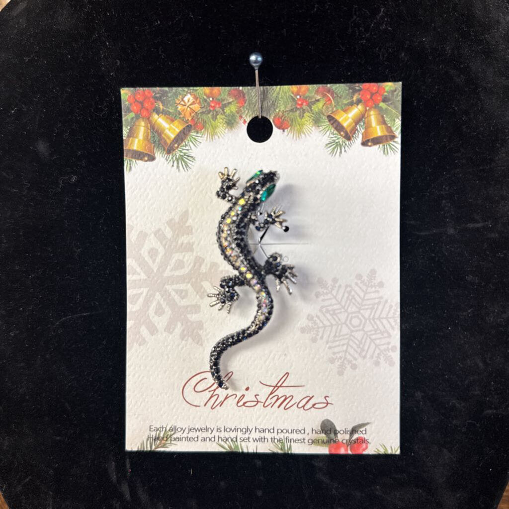 Lizard Rhinestone Brooch