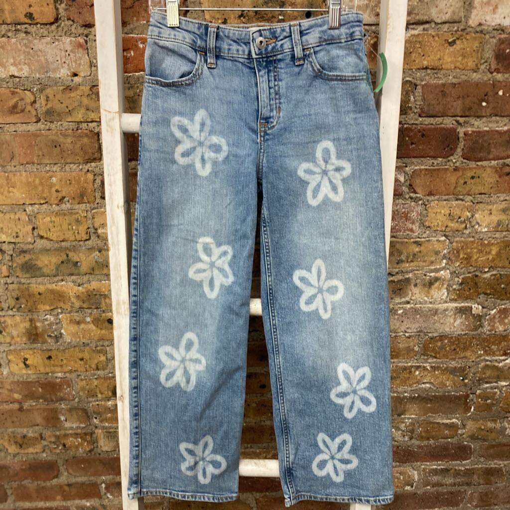 Jeans High Rise Wide Leg Flower