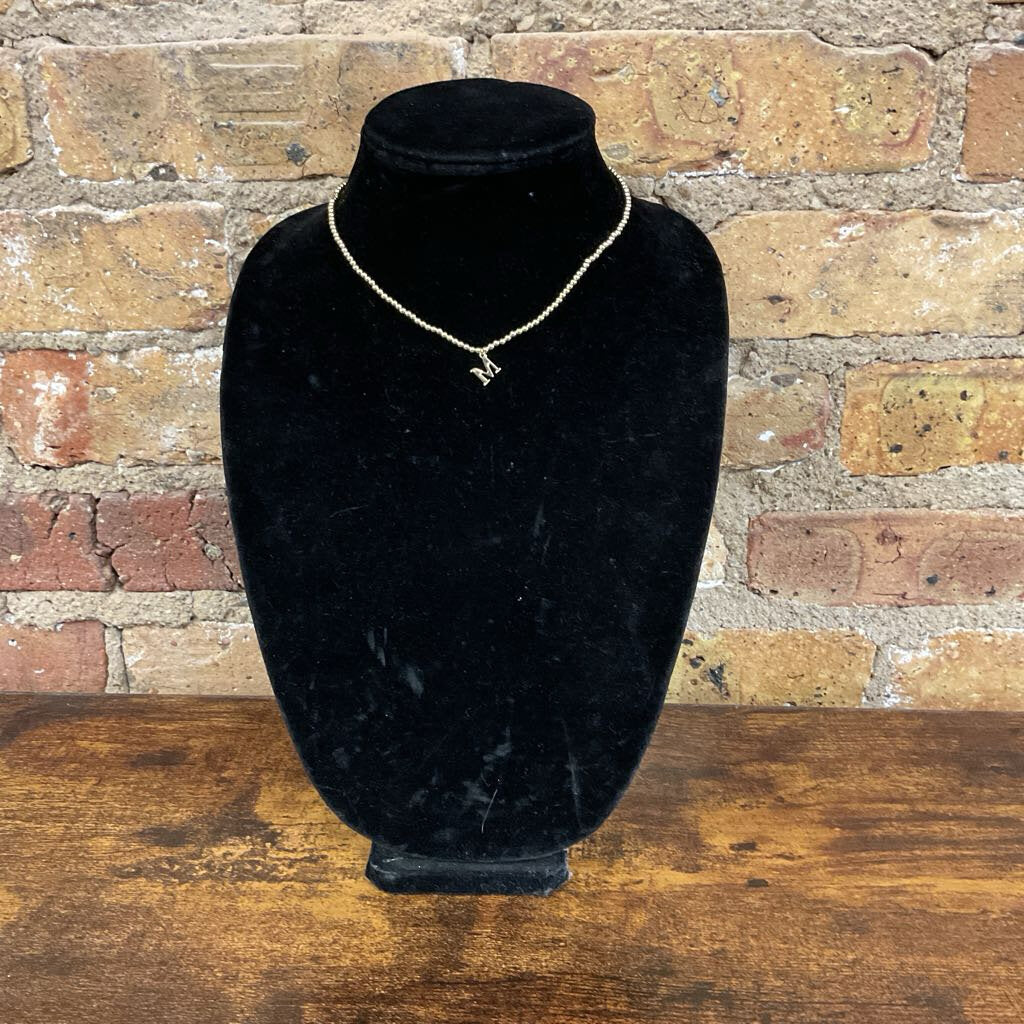 M Initial Beaded Necklace