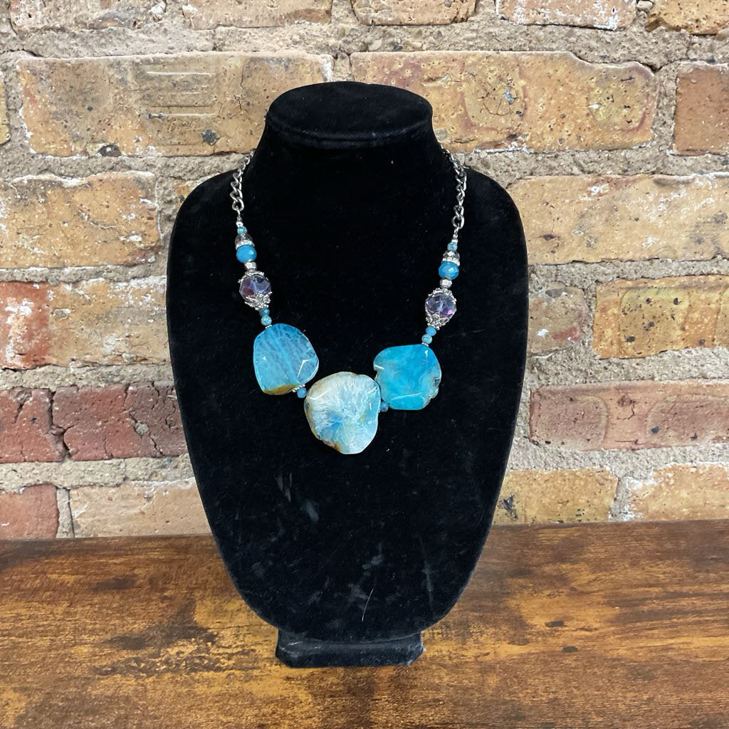 Necklace Blue Agate Geode