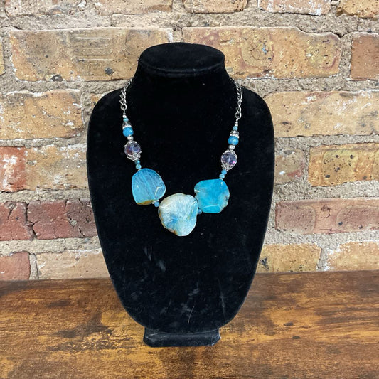 Necklace Blue Agate Geode