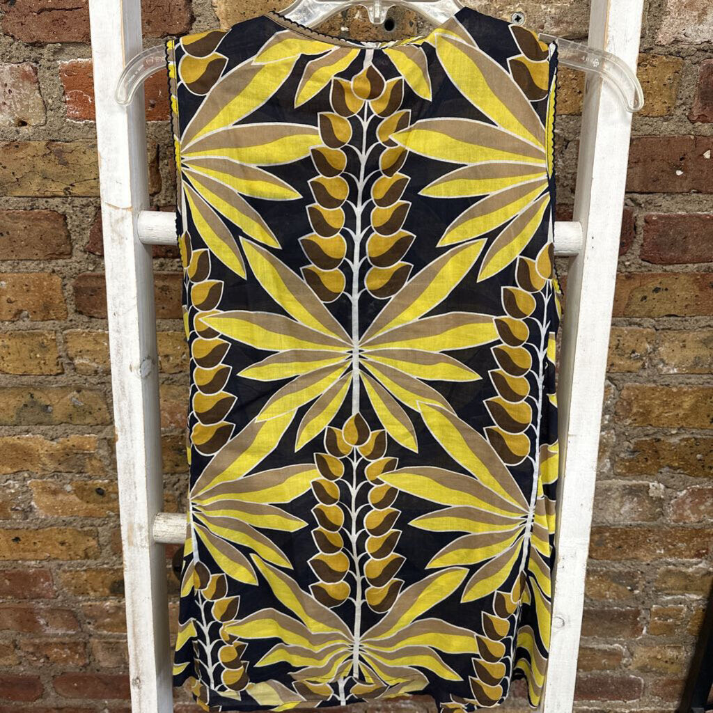 Top Slvls Palm Print Ruffle