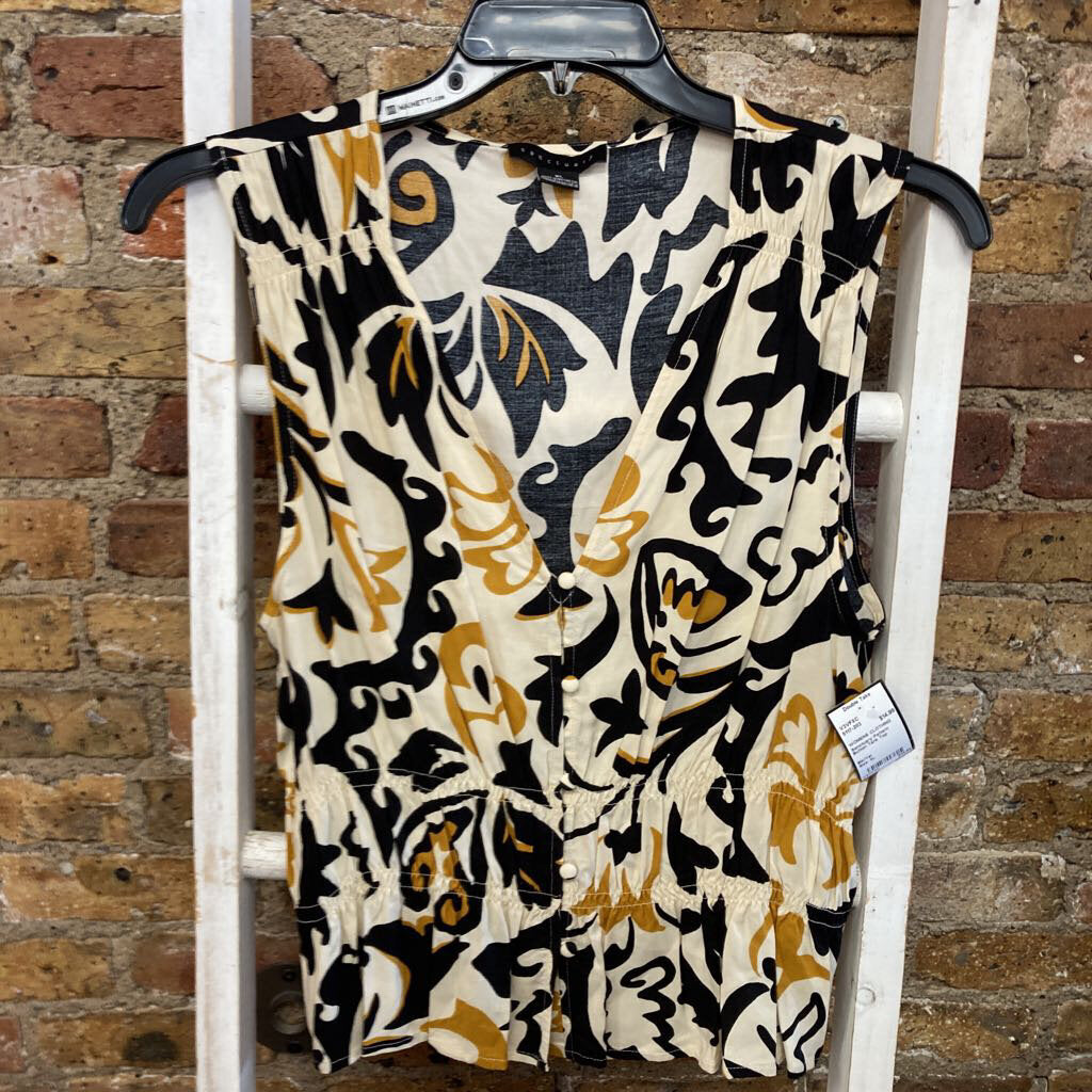 Pattern Button Tank Top