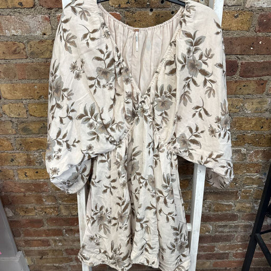 Dress Puff SS Floral Vneck