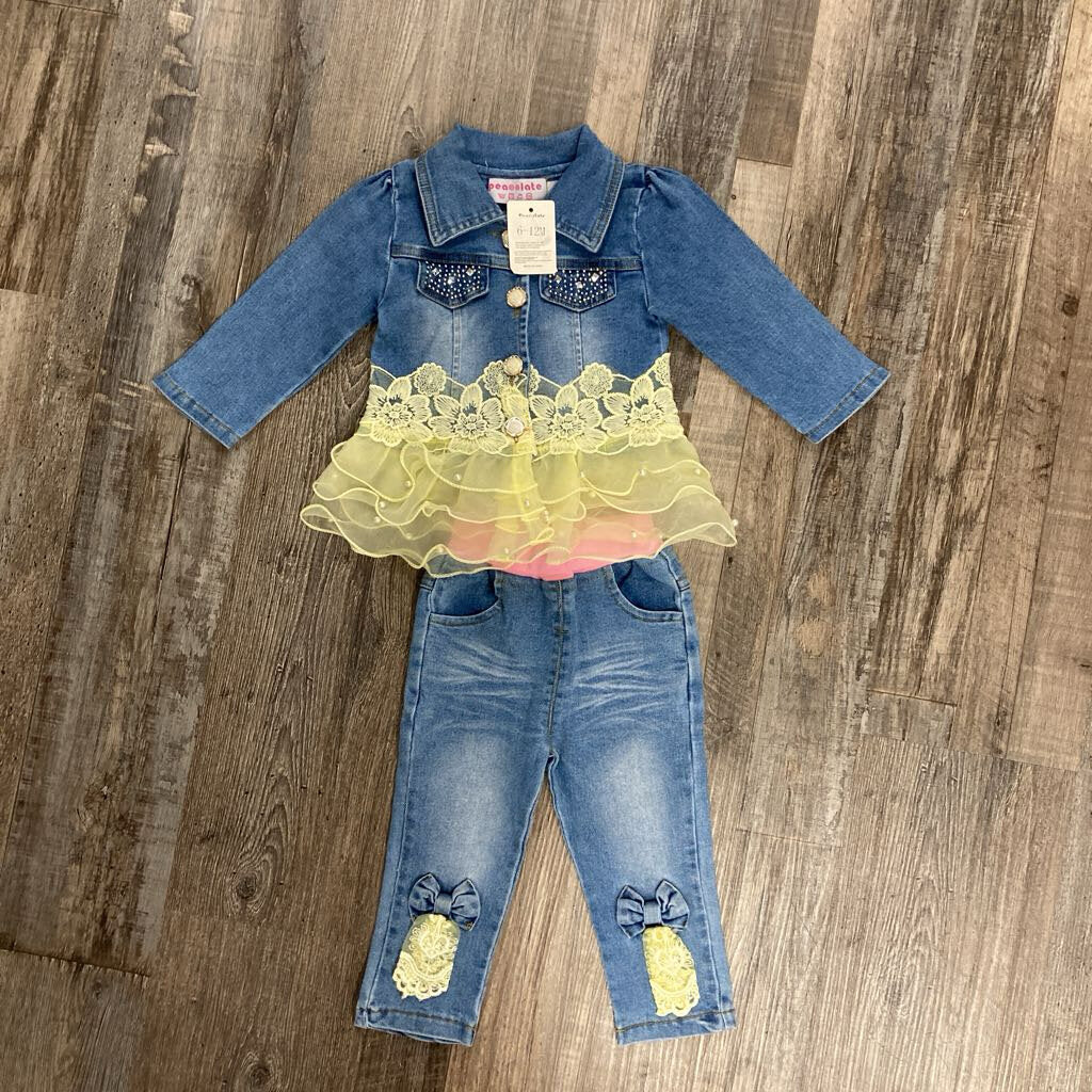 NWT 2 Pc Outfit Denim Lace