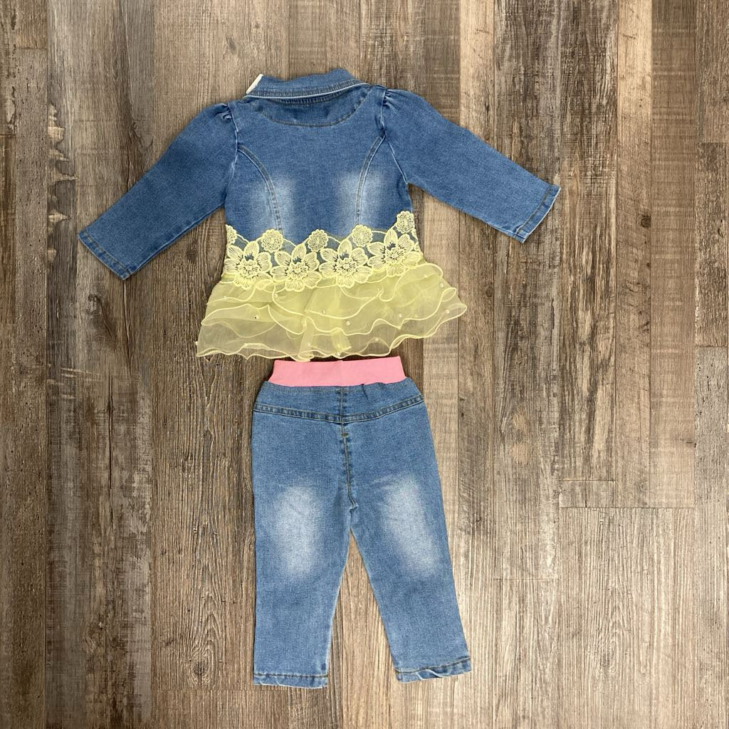 NWT 2 Pc Outfit Denim Lace