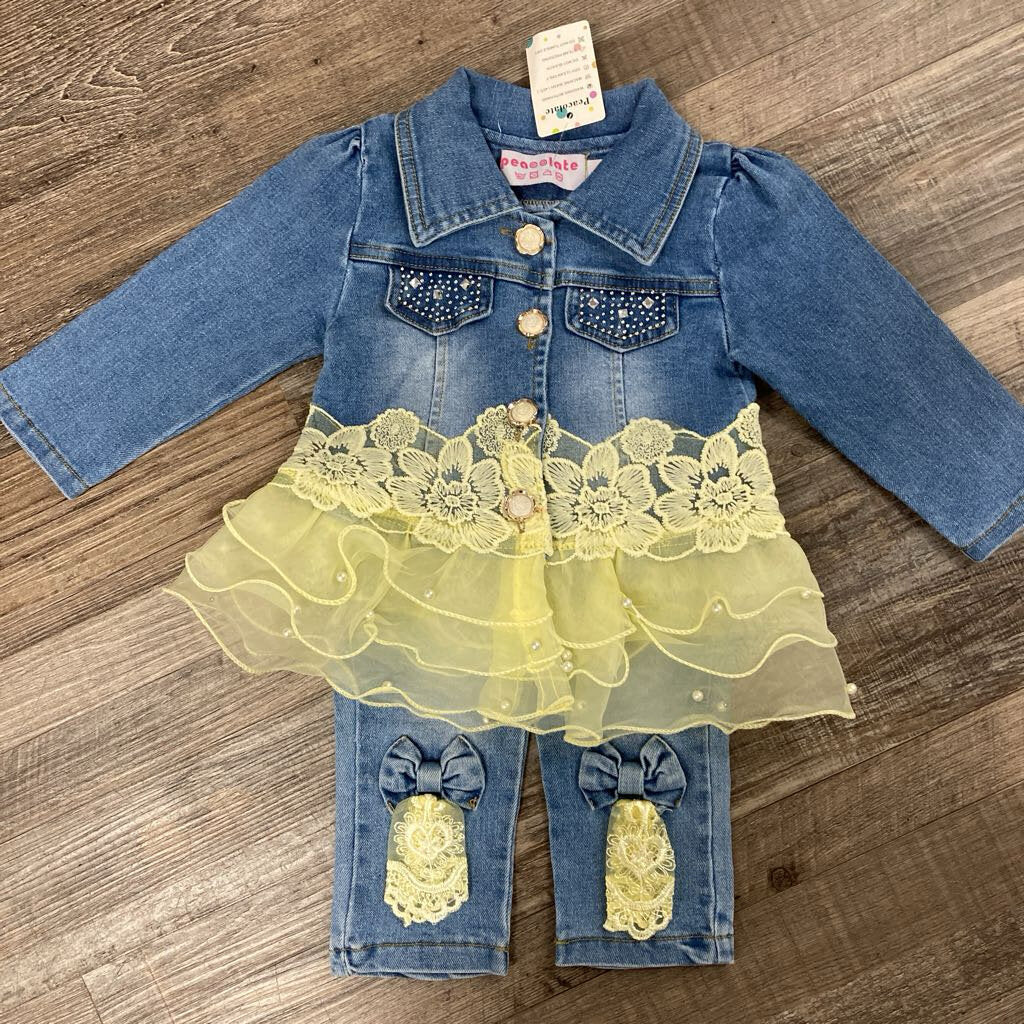 NWT 2 Pc Outfit Denim Lace