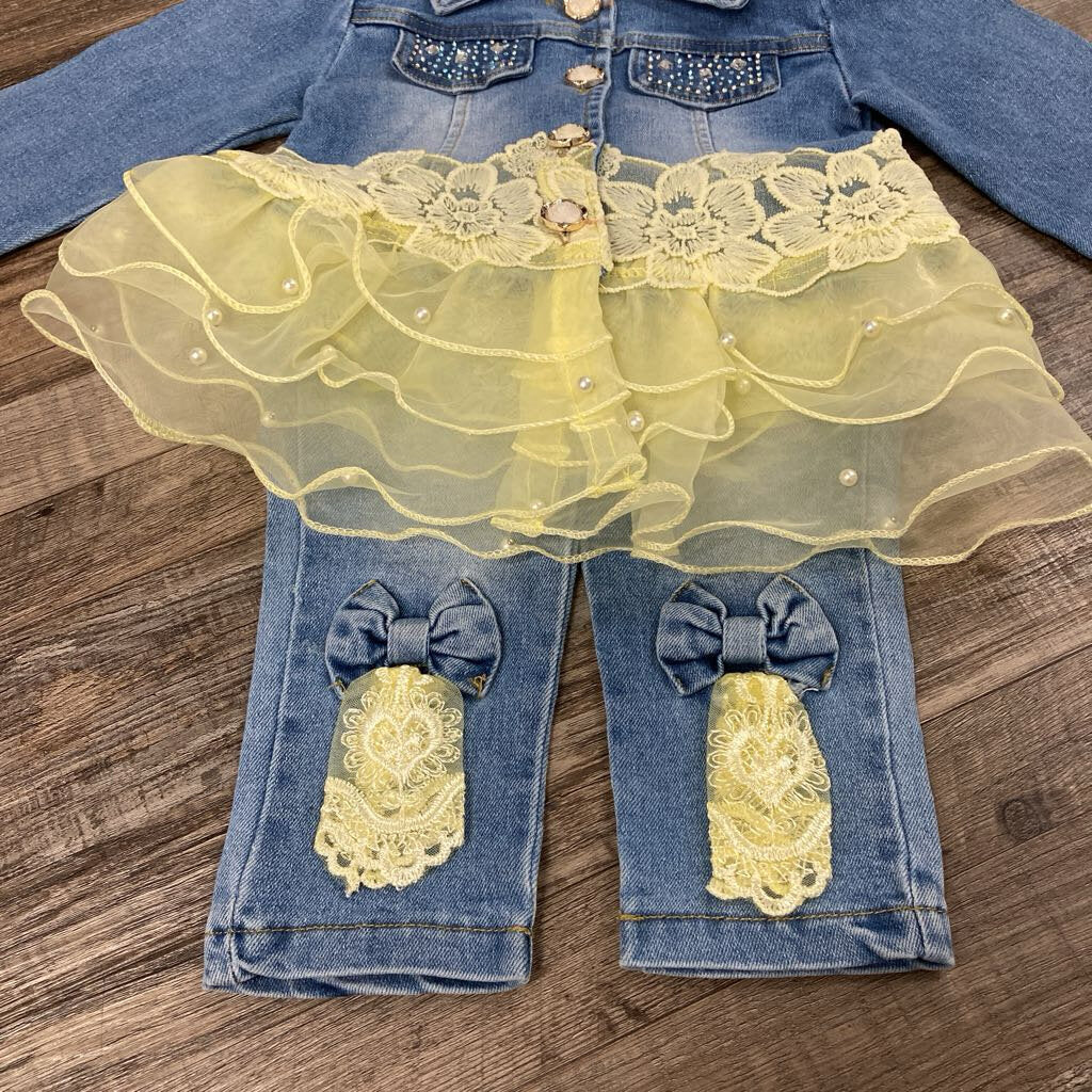 NWT 2 Pc Outfit Denim Lace