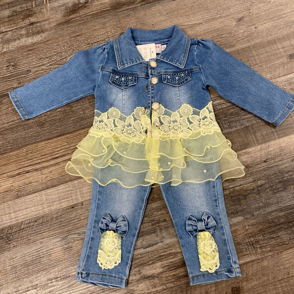 NWT 2 Pc Outfit Denim Lace